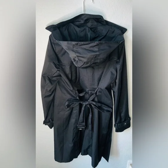 DKNY Women's Hooded Gabardine Trench Coat Black Size L A1 - Picture 4 of 4
